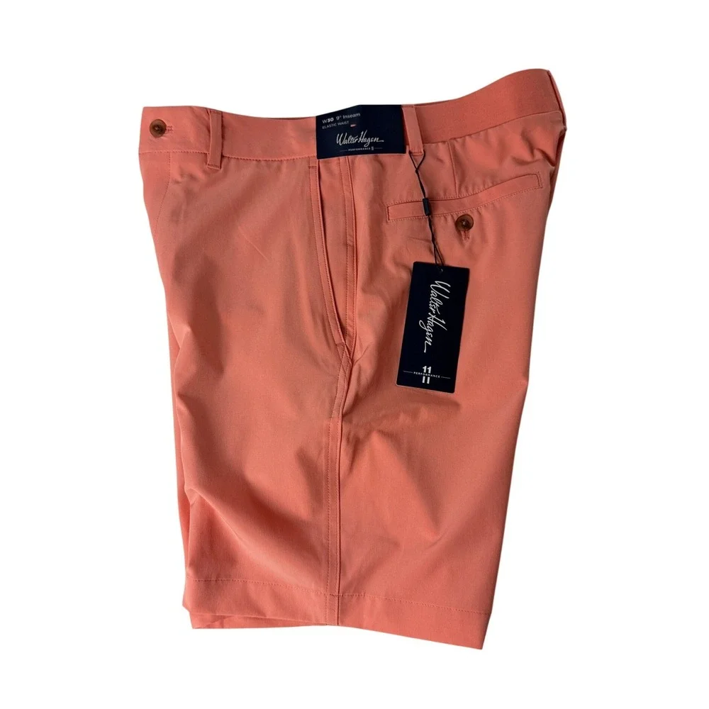 Walter Hagen Mens P11 Performance 11 Golf Shorts Coral Orange W30 9 Inseam‎ NEW